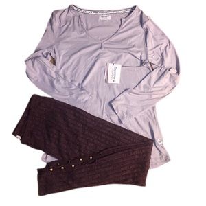 Bearpaw Womens’ 2-pc Pajama/Lounge top and Pant Set Purple/Wine Color Size Large